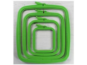 Verde Aros de bordado cuadrados de plástico